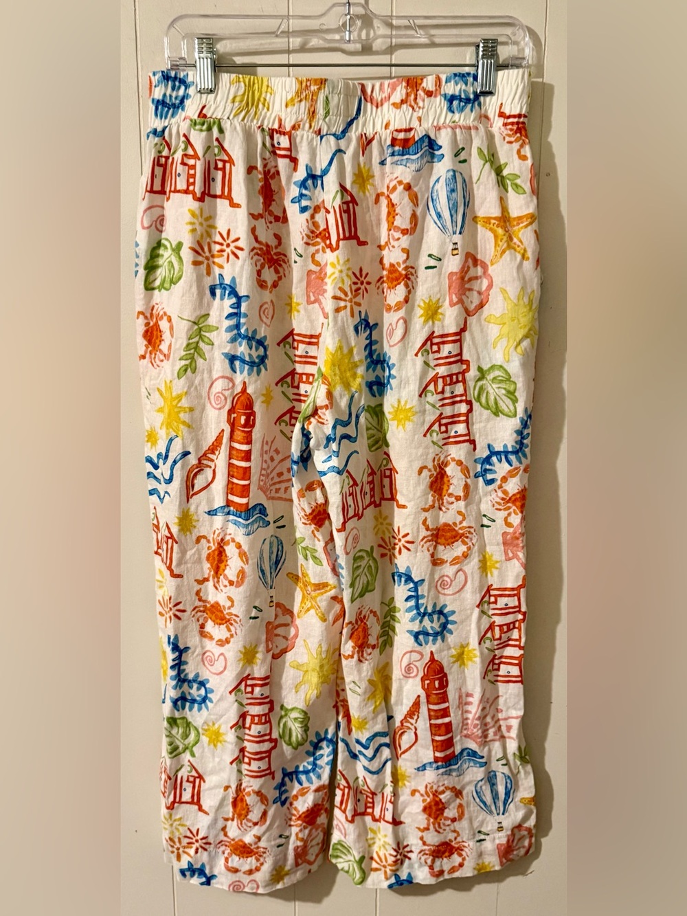 Panama Jack Linen Blend Pants Size M White Beach Lounge Coastal Resort - Picture 6 of 8